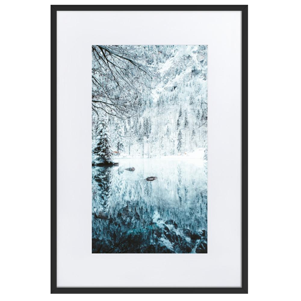 Snow Landscape 4 - Poster im Rahmen mit Passepartout artlia Schwarz / 61×91 cm artlia