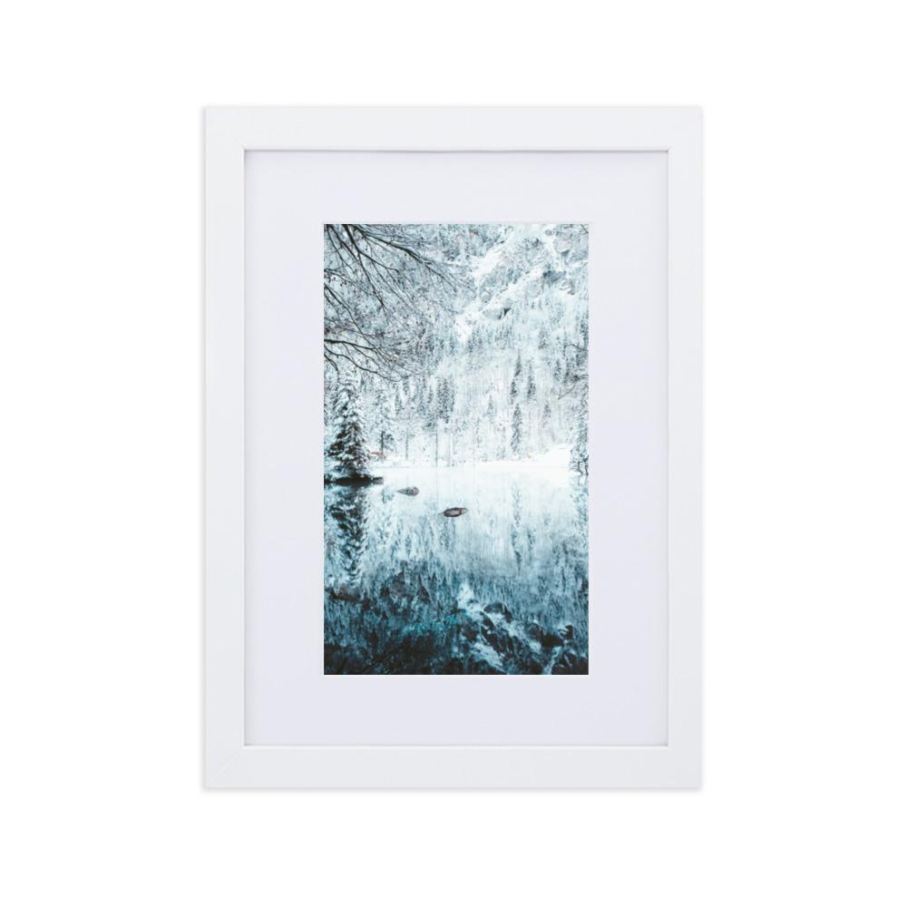 Snow Landscape 4 - Poster im Rahmen mit Passepartout artlia Weiß / 21×30 cm artlia
