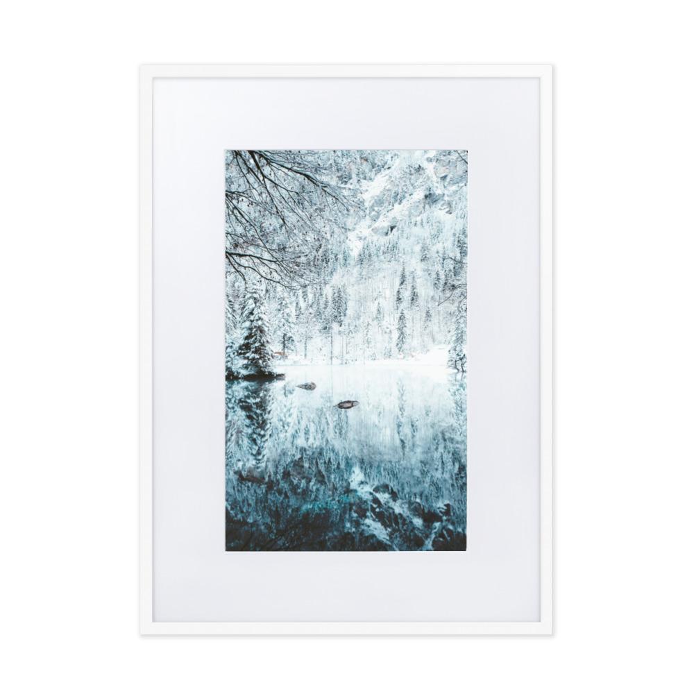 Snow Landscape 4 - Poster im Rahmen mit Passepartout artlia Weiß / 50×70 cm artlia