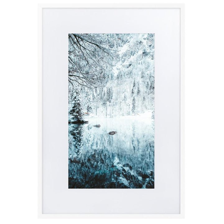 Snow Landscape 4 - Poster im Rahmen mit Passepartout artlia Weiß / 61×91 cm artlia