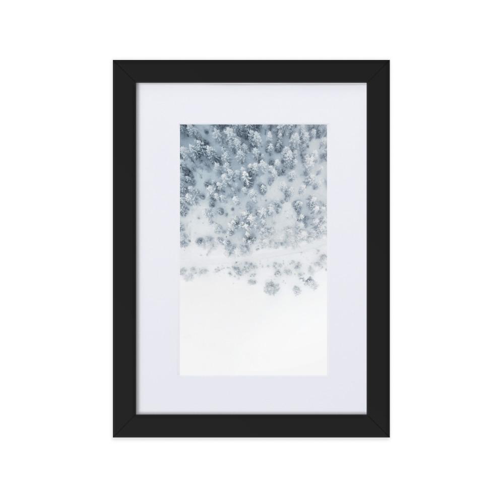 Snow Landscape 5 - Poster im Rahmen mit Passepartout artlia Schwarz / 21×30 cm artlia