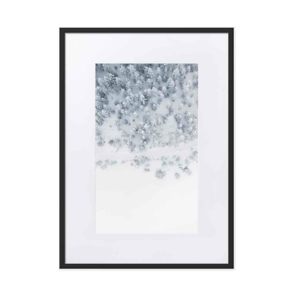 Snow Landscape 5 - Poster im Rahmen mit Passepartout artlia Schwarz / 50×70 cm artlia