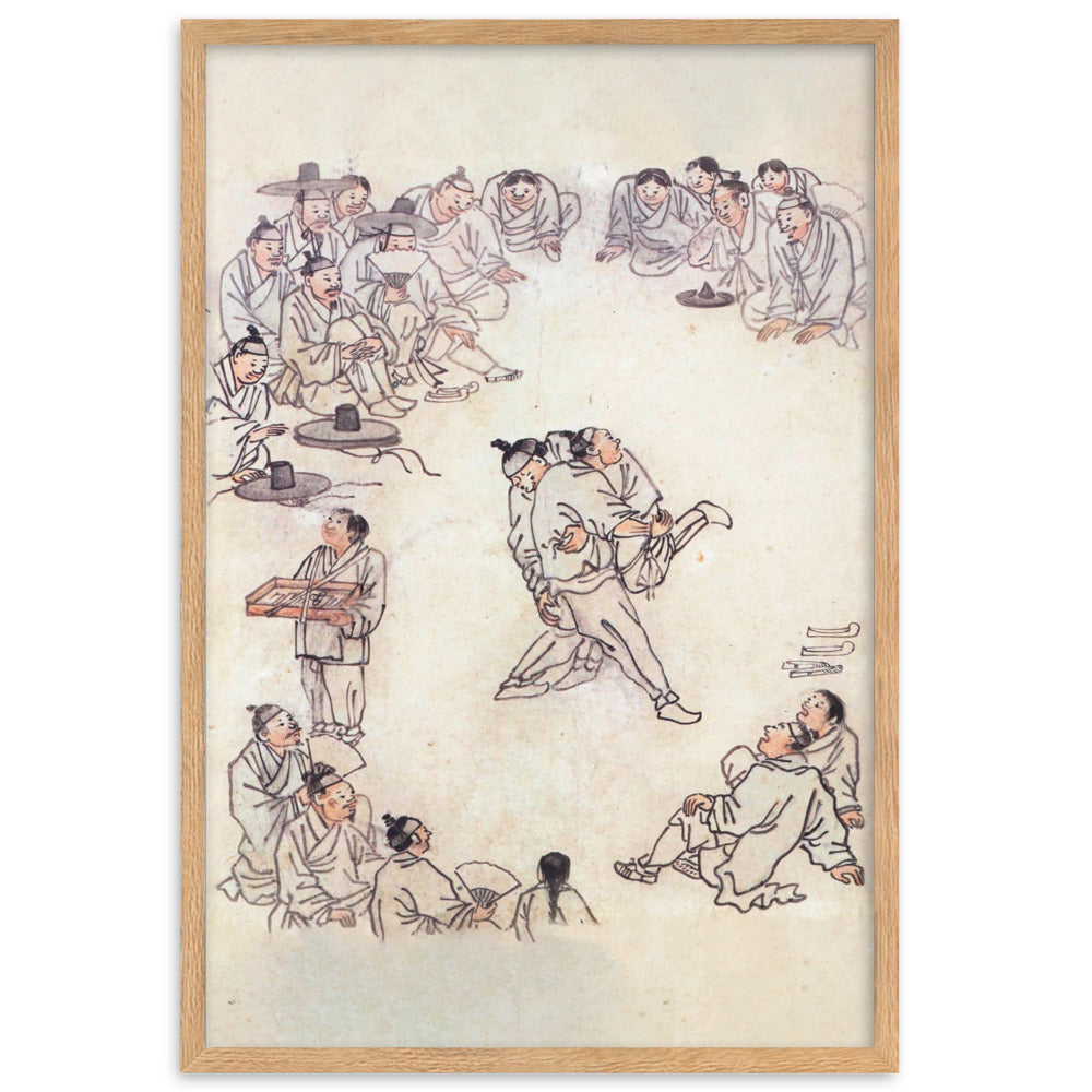 Ssireum-do, Kim Hong-do - Poster im Rahmen Hong-do Kim Oak / 61×91 cm artlia