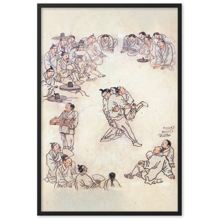 Ssireum-do, Kim Hong-do - Poster im Rahmen Hong-do Kim Schwarz / 61×91 cm artlia