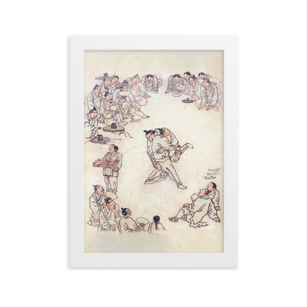 Ssireum-do, Kim Hong-do - Poster im Rahmen Hong-do Kim Weiß / 21×30 cm artlia