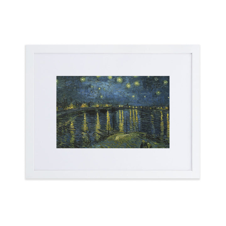 Starry Night over the Rhône - Poster im Rahmen mit Passepartout Van Gogh Weiß / 30×40 cm artlia