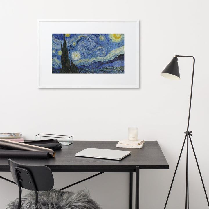 Starry Night, Van Gogh - Poster im Rahmen mit Passepartout Van Gogh artlia