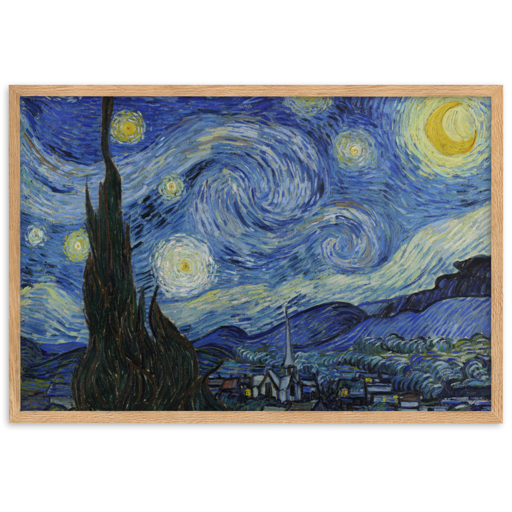 Starry Night, Van Gogh - Poster im Rahmen Van Gogh horizontal (original) / Oak / 61×91 cm artlia