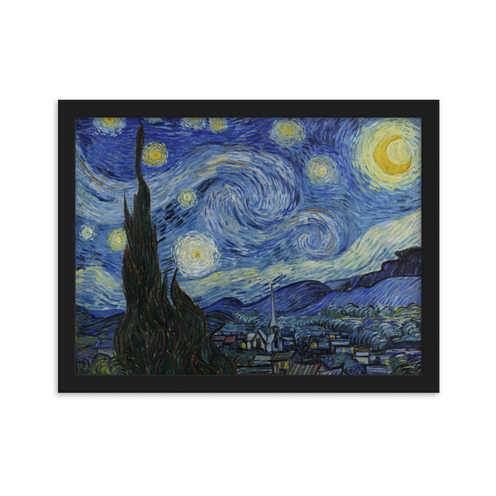 Starry Night, Van Gogh - Poster im Rahmen Van Gogh horizontal (original) / Schwarz / 30×40 cm artlia
