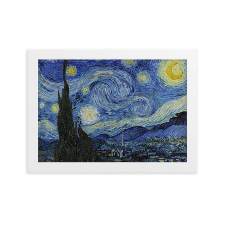 Starry Night, Van Gogh - Poster im Rahmen Van Gogh horizontal (original) / Weiß / 21×30 cm artlia
