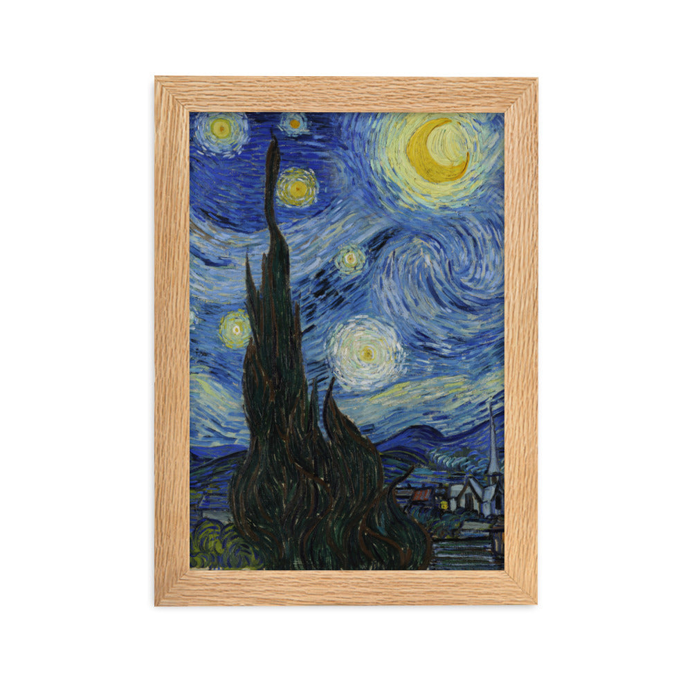 Starry Night, Van Gogh - Poster im Rahmen Van Gogh vertikal / Oak / 21×30 cm artlia