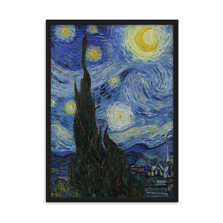 Starry Night, Van Gogh - Poster im Rahmen Van Gogh vertikal / Schwarz / 50×70 cm artlia