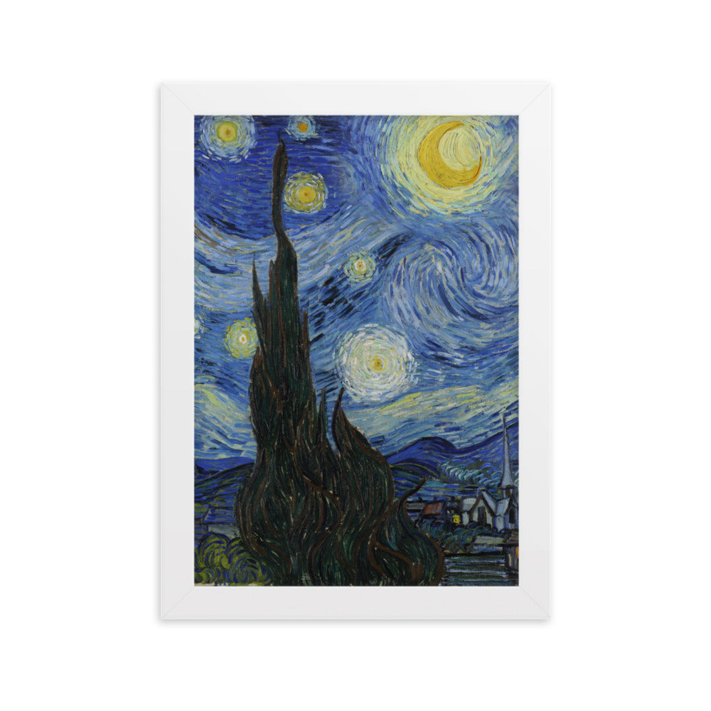 Starry Night, Van Gogh - Poster im Rahmen Van Gogh vertikal / Weiß / 21×30 cm artlia