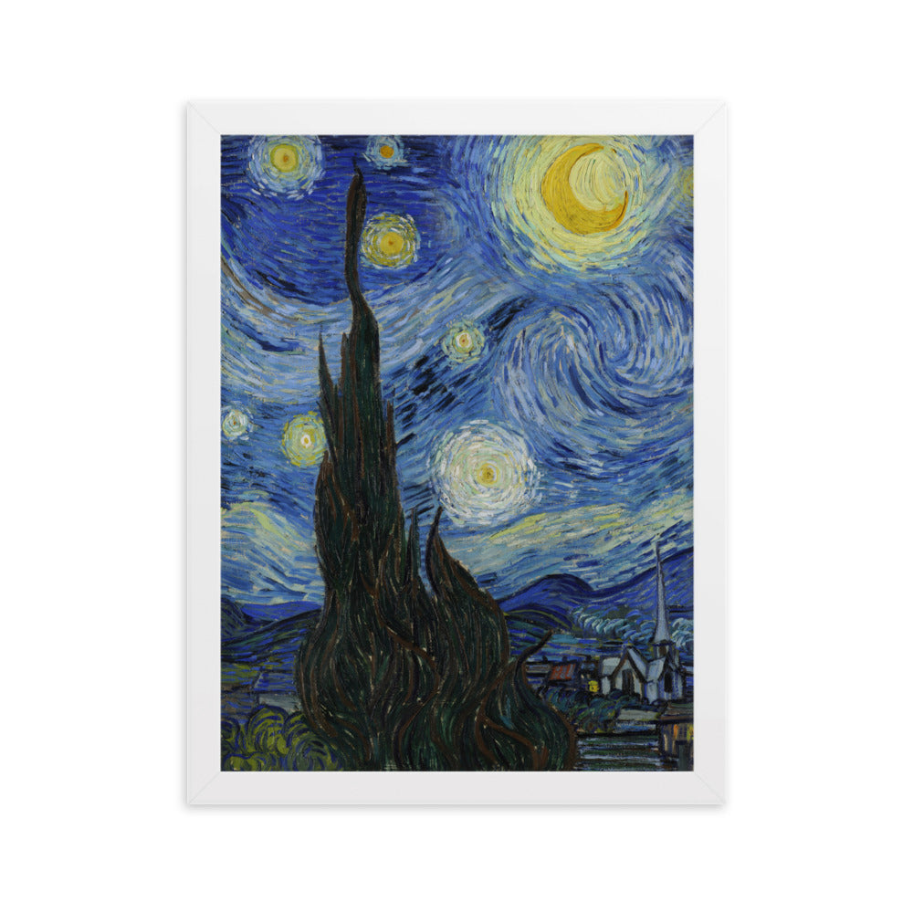 Starry Night, Van Gogh - Poster im Rahmen Van Gogh vertikal / Weiß / 30×40 cm artlia