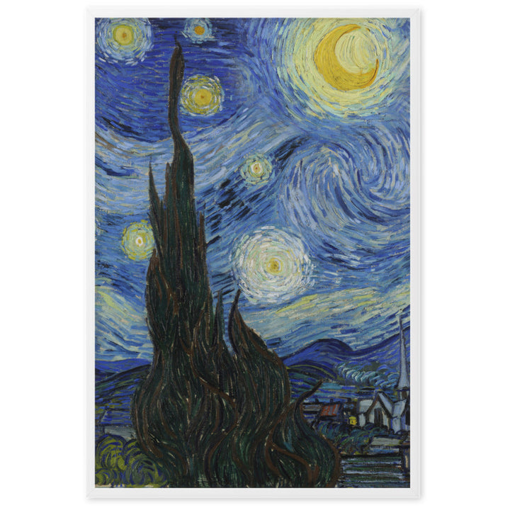 Starry Night, Van Gogh - Poster im Rahmen Van Gogh vertikal / Weiß / 61×91 cm artlia