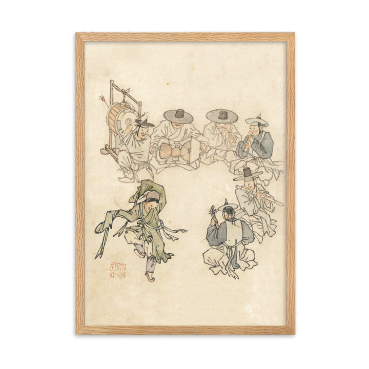 tanzendes Kind, Mudong, Kim Hong-do - Poster im Rahmen Hong-do Kim Oak / 50×70 cm artlia
