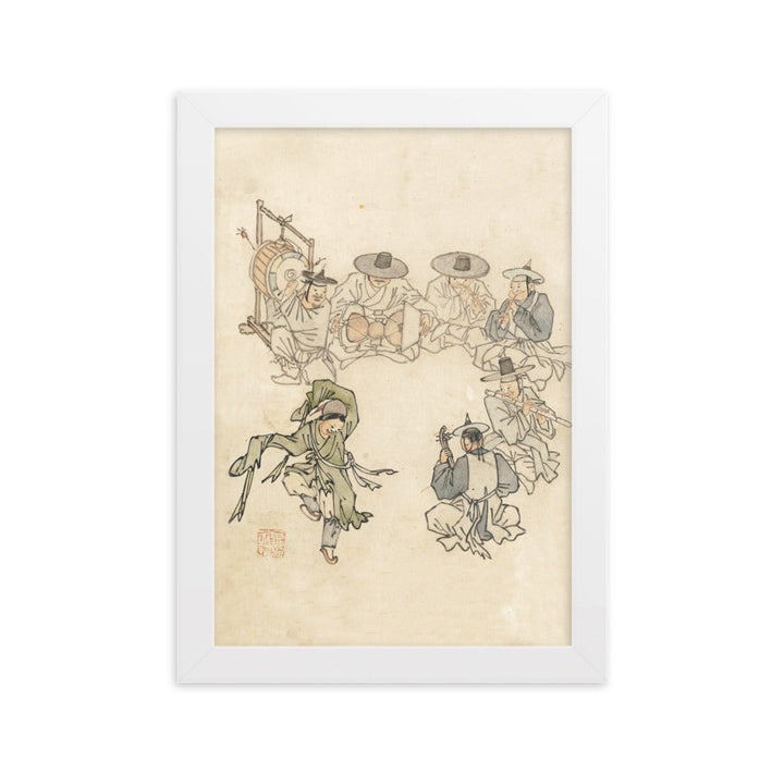 tanzendes Kind, Mudong, Kim Hong-do - Poster im Rahmen Hong-do Kim Weiß / 21×30 cm artlia