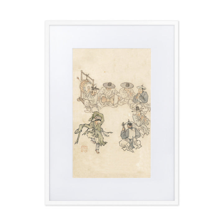 tanzendes Kind, Mudong, Kim Hong-do - Poster im Rahmen mit Passepartout Hong-do Kim Weiß / 50×70 cm artlia