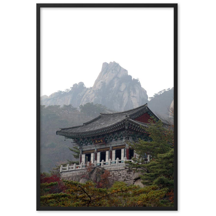 Temple in the mountain Tempel im Berg - Poster im Rahmen artlia Schwarz / 61×91 cm artlia