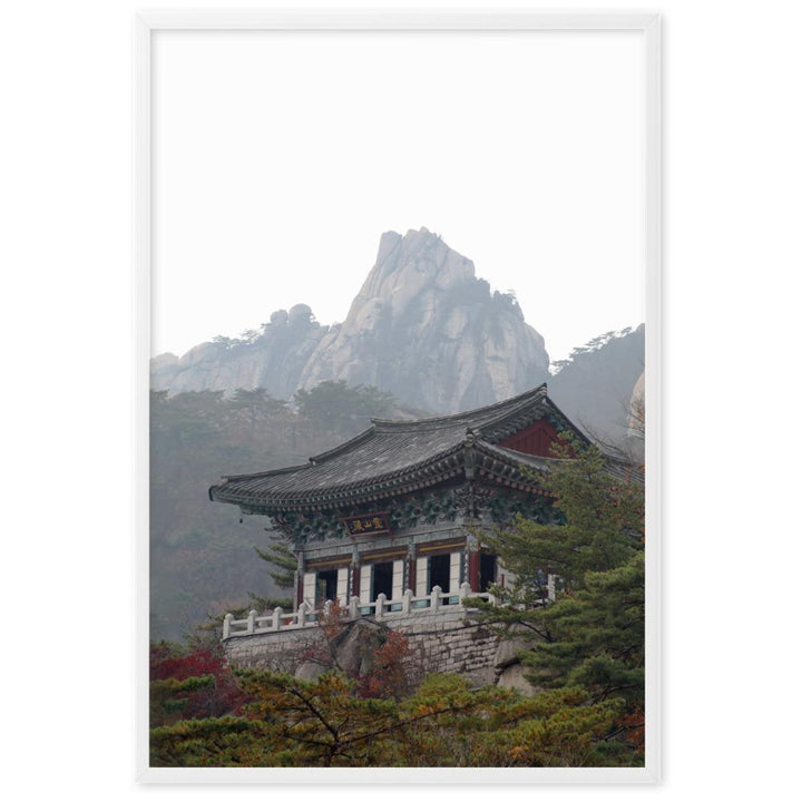 Temple in the mountain Tempel im Berg - Poster im Rahmen artlia Weiß / 61×91 cm artlia