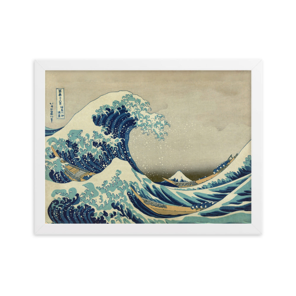 The Great Wave Hokusai - Poster im Rahmen Katsushika Hokusai horizontal / Weiß / 30×40 cm artlia