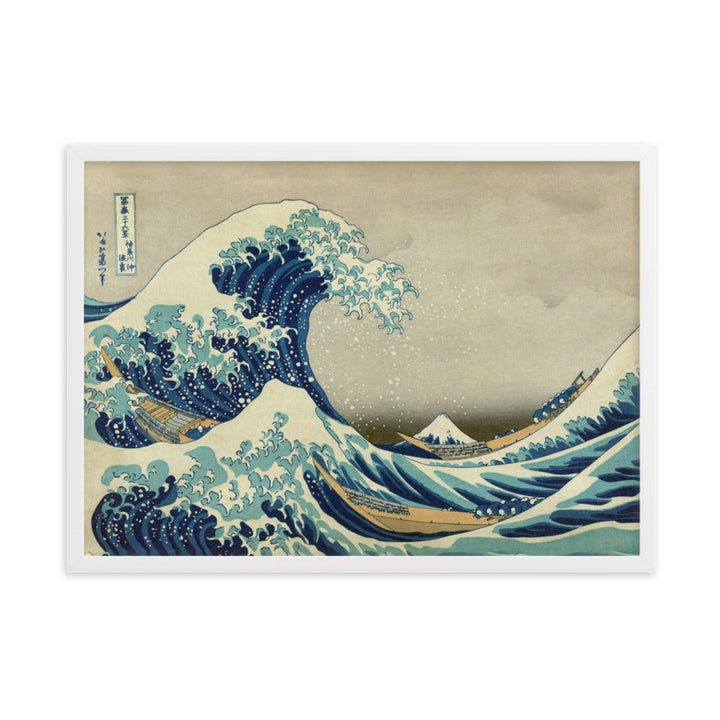 The Great Wave Hokusai - Poster im Rahmen Katsushika Hokusai horizontal / Weiß / 50×70 cm artlia