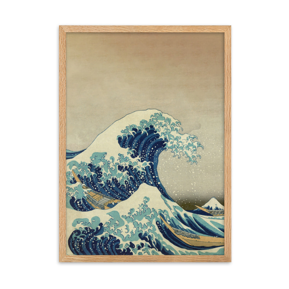 The Great Wave Hokusai - Poster im Rahmen Katsushika Hokusai vertical / Oak / 50×70 cm artlia