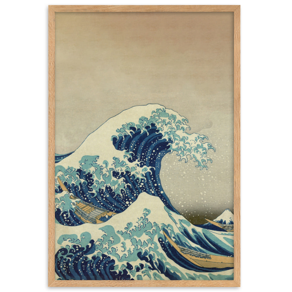 The Great Wave Hokusai - Poster im Rahmen Katsushika Hokusai vertical / Oak / 61×91 cm artlia