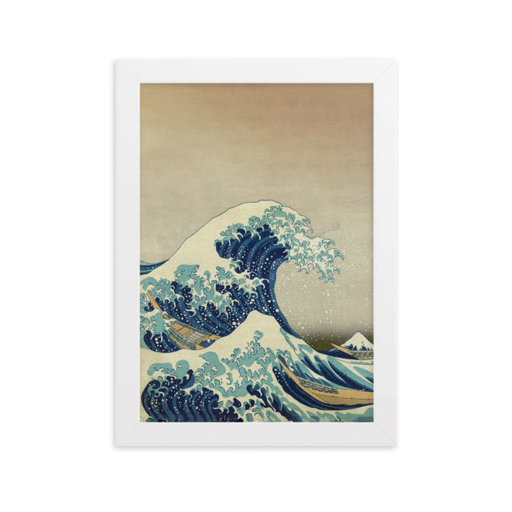 The Great Wave Hokusai - Poster im Rahmen Katsushika Hokusai vertical / Weiß / 21×30 cm artlia