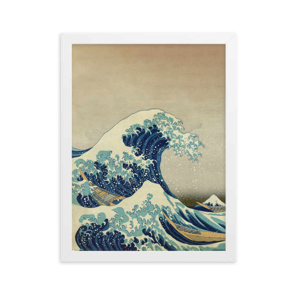 The Great Wave Hokusai - Poster im Rahmen Katsushika Hokusai vertical / Weiß / 30×40 cm artlia