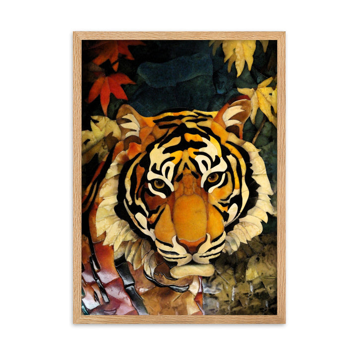 Tiger in Autumn - Poster im Rahmen Kuratoren von artlia Oak / 50×70 cm artlia