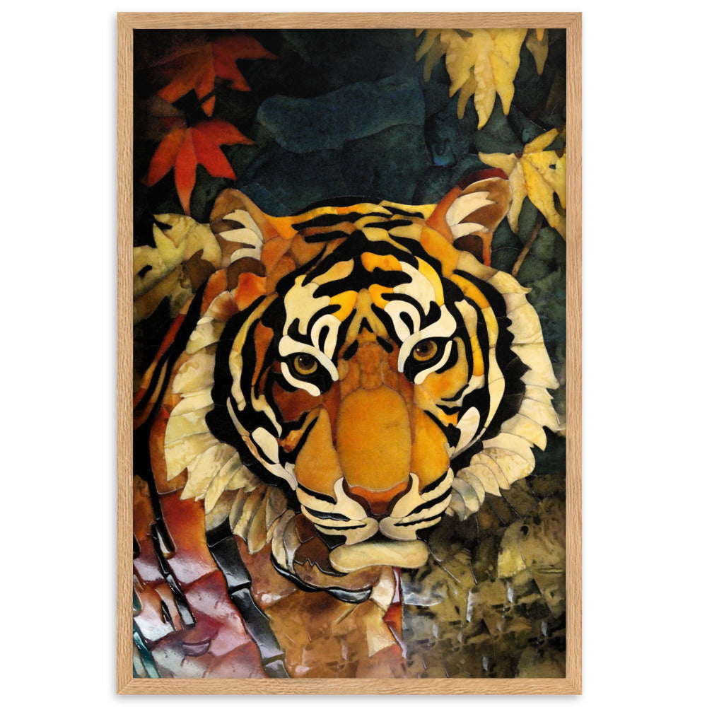 Tiger in Autumn - Poster im Rahmen Kuratoren von artlia Oak / 61×91 cm artlia