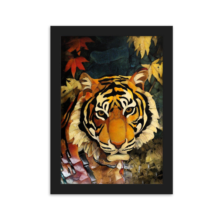 Tiger in Autumn - Poster im Rahmen Kuratoren von artlia Schwarz / 21×30 cm artlia