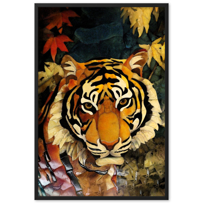 Tiger in Autumn - Poster im Rahmen Kuratoren von artlia Schwarz / 61×91 cm artlia