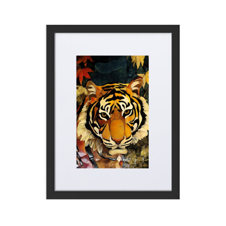Tiger in Autumn - Poster im Rahmen mit Passepartout Kuratoren von artlia Schwarz / 30×40 cm artlia