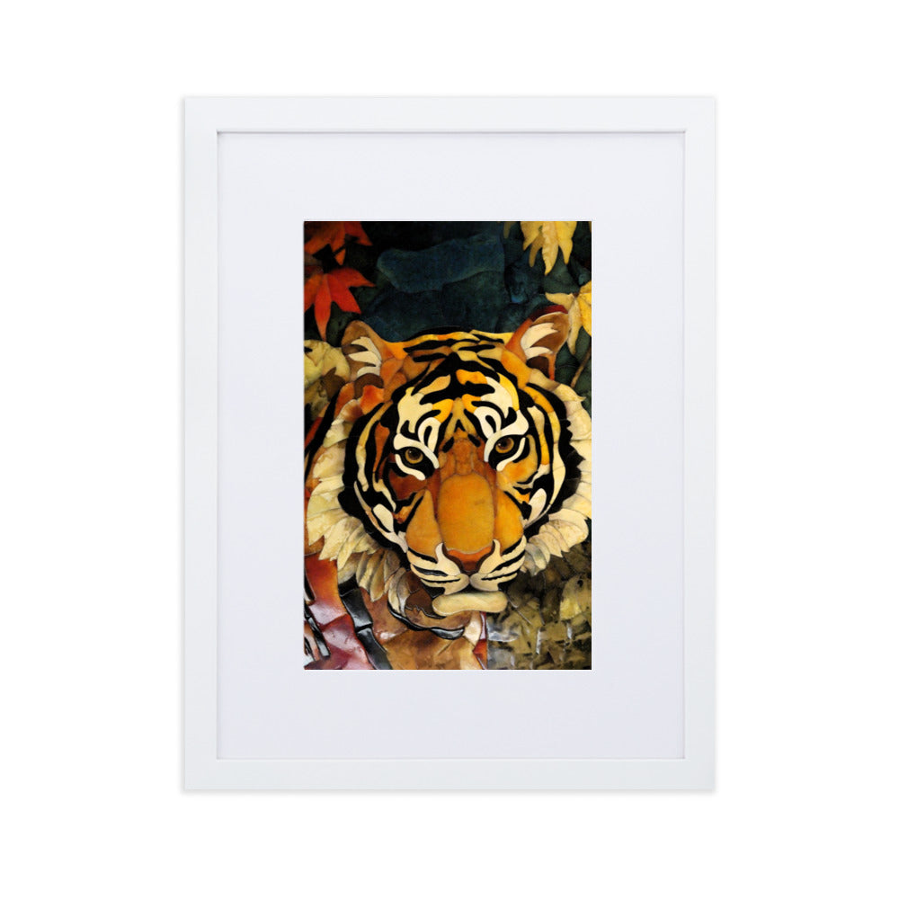 Tiger in Autumn - Poster im Rahmen mit Passepartout Kuratoren von artlia Weiß / 30×40 cm artlia