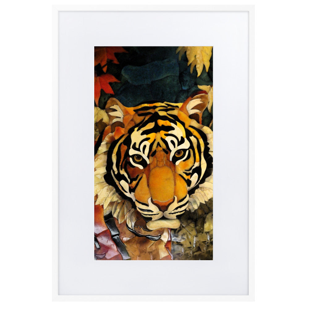 Tiger in Autumn - Poster im Rahmen mit Passepartout Kuratoren von artlia Weiß / 61×91 cm artlia