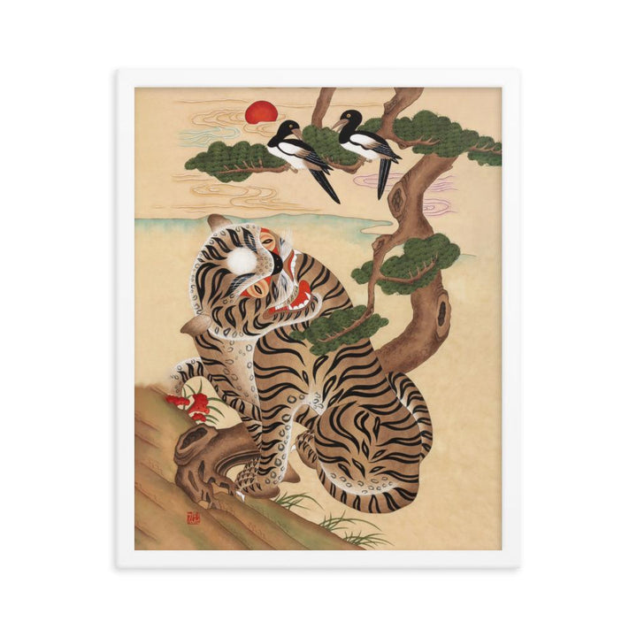 Tiger und Elster - Poster im Rahmen Misun Kim weiß / 41x51 cm artlia