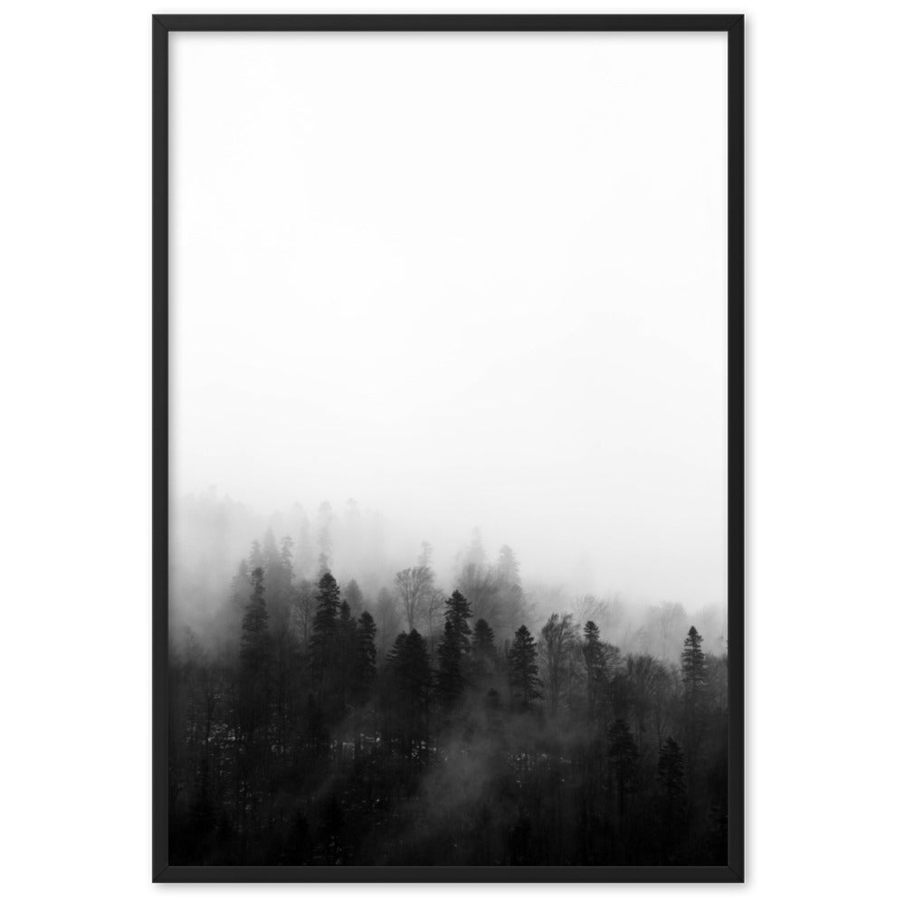 Wald im Nebel - Poster im Rahmen Kuratoren von artlia Schwarz / 61×91 cm artlia