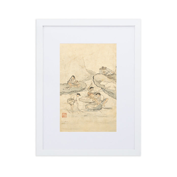 Wäscherei, Kim Hong-do - Poster im Rahmen mit Passepartout Hong-do Kim Weiß / 30×40 cm artlia