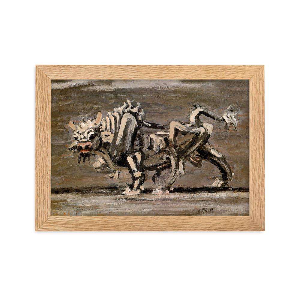 Weißer Ochse, Lee Jung-seob White Ox - Poter im Rahmen artlia Oak / 21×30 cm artlia