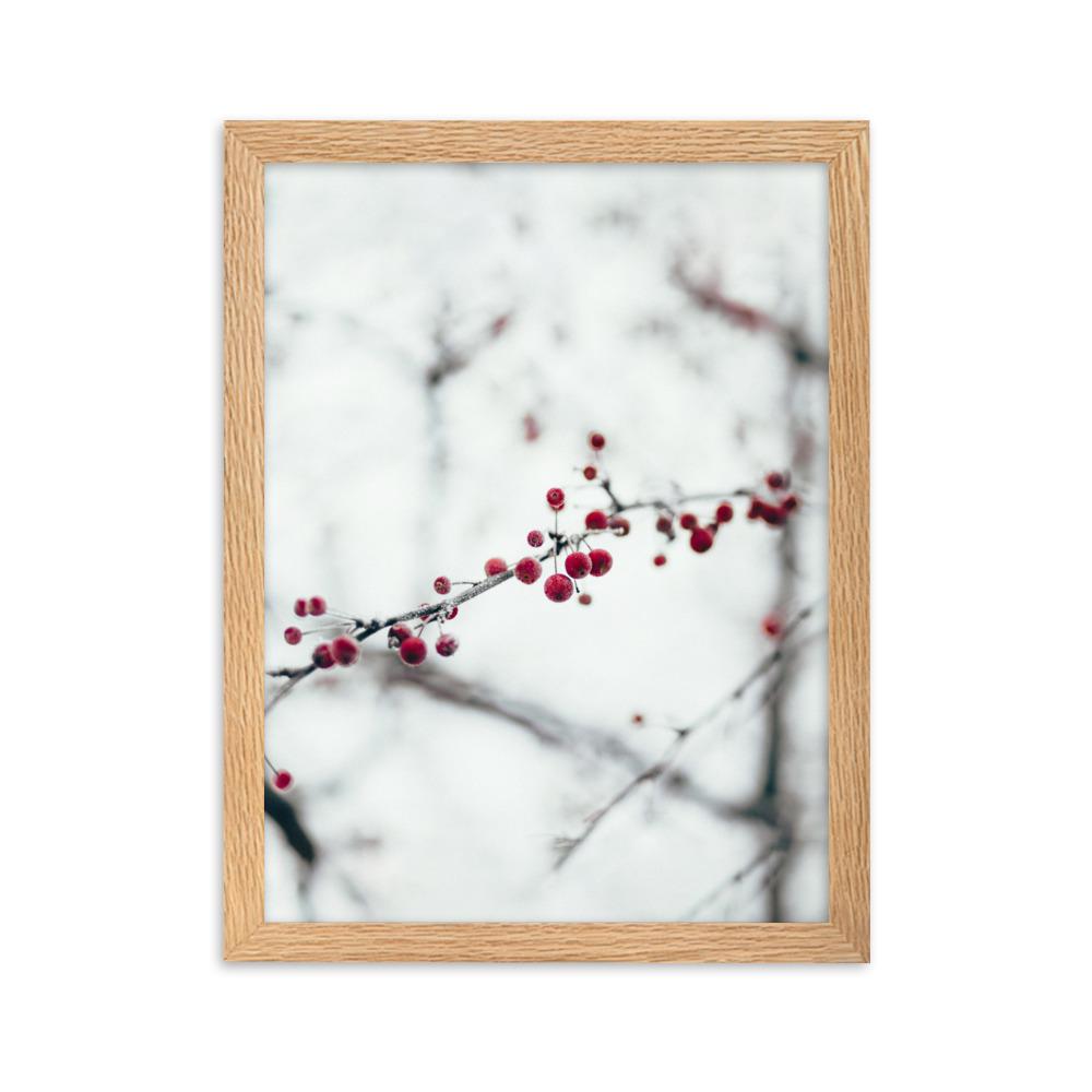 Winterbeeren Winterberries - Poster im Rahmen artlia Oak / 30×40 cm artlia