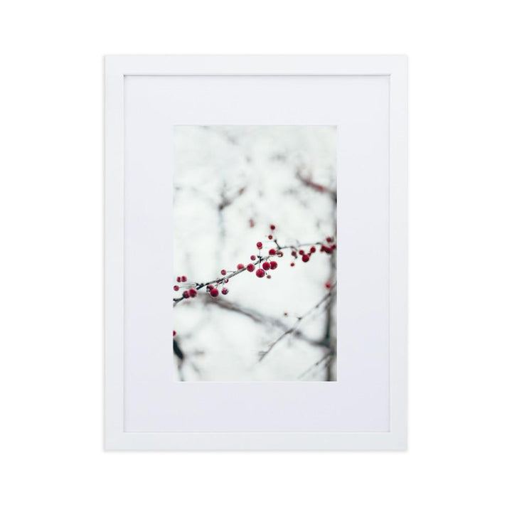 Winterbeeren Winterberries - Poster im Rahmen mit Passepartout artlia Weiß / 30×40 cm artlia